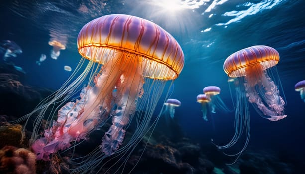 Jellyfish jellies medusae under water AI generated image