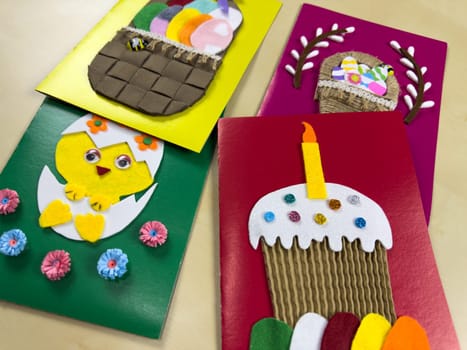 This festive collection of handmade Easter cards features colorful baskets, cute chick, and delightful cake. Perfect for sharing joy and warm wishes during Easter celebrations