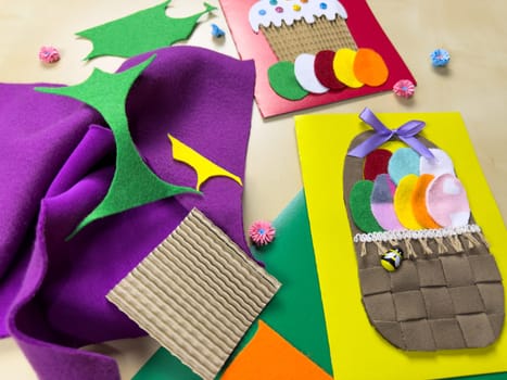 Engaging activity of creating festive Easter cards using colorful felt and decorative accents. Perfect for celebrating spring and sharing joy during the Easter season