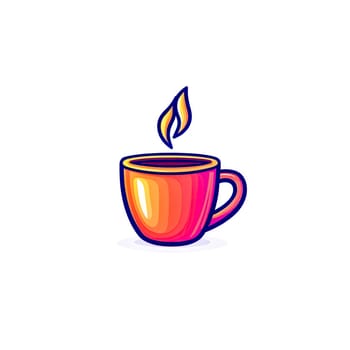 Colorful, steaming coffee cup logo features a vibrant gradient, perfect for representing a cafe, coffee shop, or coffee related brand, evoking a sense of warmth and delicious aroma