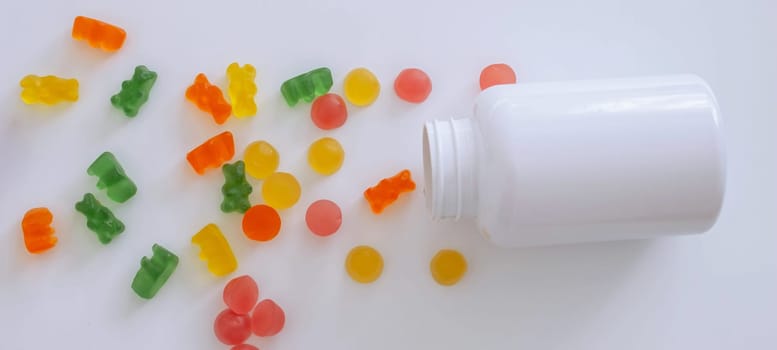 jar of jellies or vitamins on a white background.vitamins