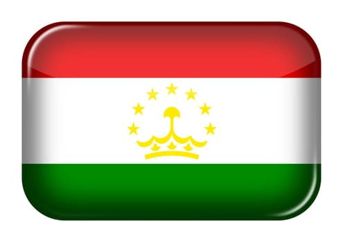 A Tajikistan web icon rectangle button with clipping path 3d illustration red white green yellow crown stars