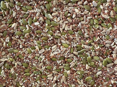 Mixed dry organic cereal and grain seed. For healthy food ingredient or carbohydrate food type and agricultural product concept background. High quality photo