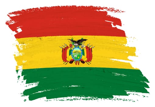 A Bolivia flag background paint splash brushstroke 3d illustration with clipping path red yellow green coat of arms