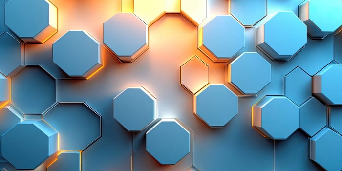 An abstract background features a hexagonal pattern with a frosted glass effect, creating semi-transparent layers that exude a light and airy ambiance. Geometric shapes and subtle reflections contribute to a futuristic aesthetic.