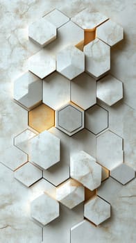 Abstract background featuring a sophisticated arrangement of hexagonal shapes with a refined paper texture. The composition uses neutral colors to create a modern and professional aesthetic, perfect for various design projects.
