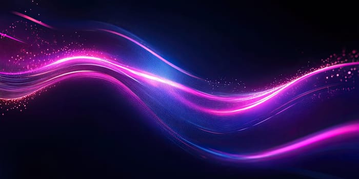 Vibrant abstract lines and glowing elements create a dynamic background. The sleek design features futuristic neon lights that enhance the deep black backdrop, conveying an energetic and minimalistic sci-fi atmosphere.