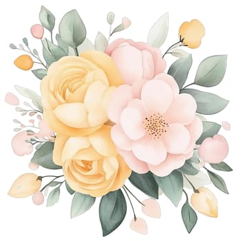 Delicate floral wreath showcases soft pink roses surrounded by light green leaves and small branches. Perfect for adding elegance to any decor or event.