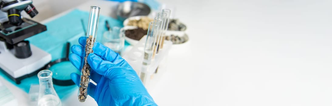 Soil testing in the laboratory. Selective focus. Nature.