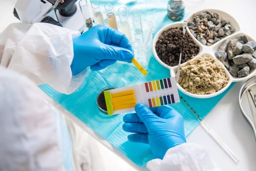 Soil testing in the laboratory. Selective focus. Nature.