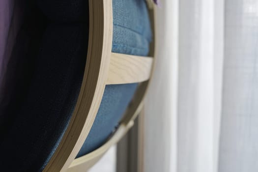comfortable blue chair in living room curtains background comfort cozy living relax leisure design interior house cushion . High quality photo