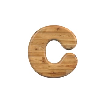 Wood letter C - Small 3d pine font isolated on white background. This alphabet is perfect for creative illustrations related but not limited to Decoration, nature, wood...