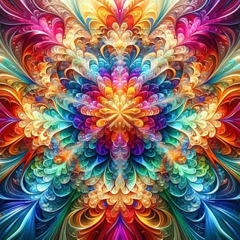 Abstract, colorful fractal art with flowing, wave-like patterns. Bright glass textures in blue, green and orange for modern designs and backgrounds.