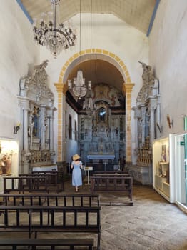 Paraty, Rio de Janeiro, Brazil, February 6, 2025, view of the altar in the colonial interior of the Catholic Church of Santa Rita. Historic architecture