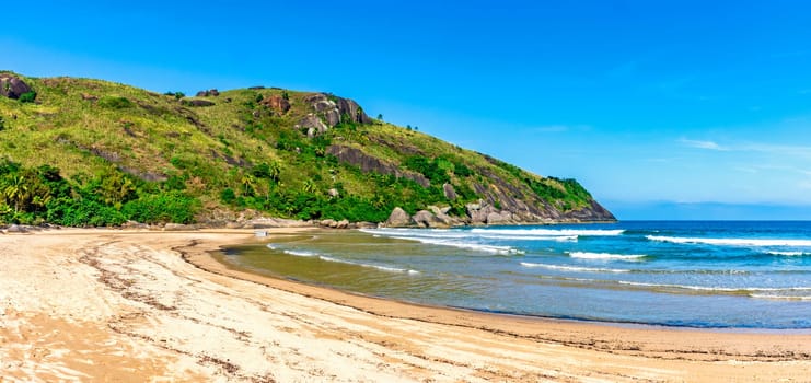 Remote and deserted Bonete Beach on the island of Ilhabela on the north coast of Sao Paulo