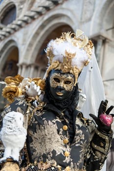 VENICE, ITALY - Febrary 28 2025: The masks of the Venice carnival 2025
