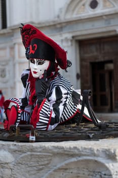 VENICE, ITALY - Febrary 28 2025: The masks of the Venice carnival 2025