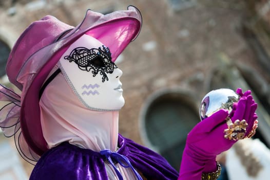 VENICE, ITALY - Febrary 28 2025: The masks of the Venice carnival 2025