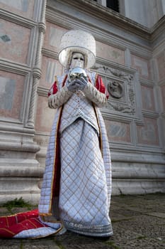 VENICE, ITALY - Febrary 28 2025: The masks of the Venice carnival 2025
