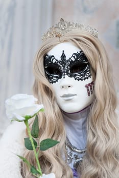 VENICE, ITALY - Febrary 28 2025: The masks of the Venice carnival 2025