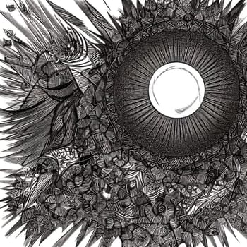 Black white art sun deco decor decorations abstract background painting poster image wallpaper generated ai alt pattern illustration . High quality square format design