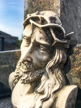 Jesus stone statue. Death of Jesus. Resurrection. Easter.