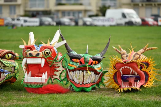 Heads of the toothy dragon kites