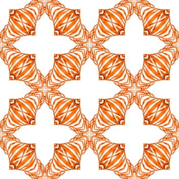 Hand drawn green mosaic seamless border. Orange stylish boho chic summer design. Textile ready incredible print, swimwear fabric, wallpaper, wrapping. Mosaic seamless pattern.