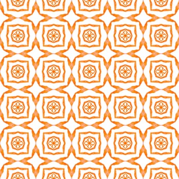 Organic tile. Orange glamorous boho chic summer design. Trendy organic green border. Textile ready unusual print, swimwear fabric, wallpaper, wrapping.
