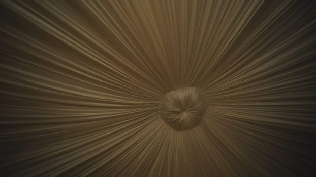 Gossamer fabric panels cascading, merging into sculptural centerpiece, creating ethereal canopy for wedding event backdrop design