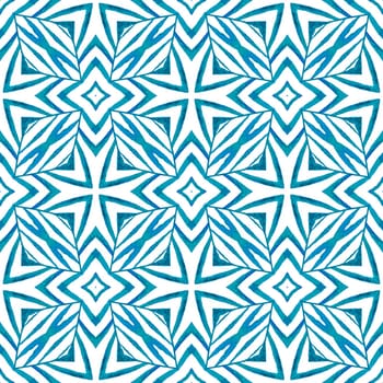 Tropical seamless pattern. Blue tempting boho chic summer design. Textile ready comely print, swimwear fabric, wallpaper, wrapping. Hand drawn tropical seamless border.