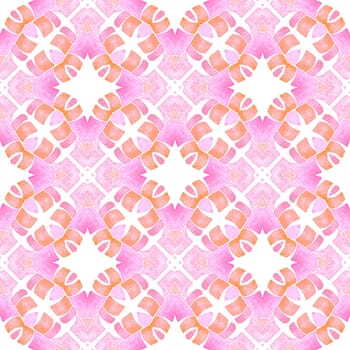 Mosaic seamless pattern. Orange overwhelming boho chic summer design. Textile ready surprising print, swimwear fabric, wallpaper, wrapping. Hand drawn green mosaic seamless border.