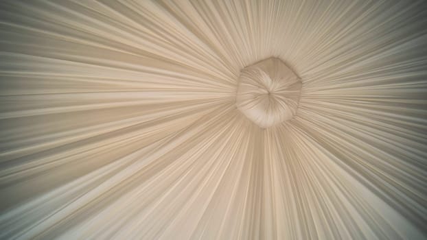 Ethereal white fabric cascading from central anchor, forming graceful swirls suggesting romantic wedding design element