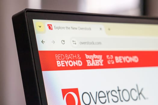 New York, USA - March 30, 2025: Overstock online shopping website homepage displayed on computer
