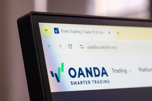 New York, USA - March 30, 2025: OANDA forex trading and analytics platform homepage displayed on