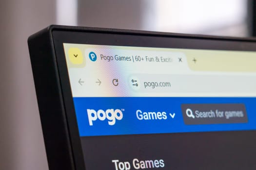 New York, USA - March 30, 2025: Pogo online gaming website homepage displayed on computer screen