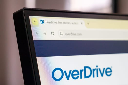 New York, USA - March 30, 2025: OverDrive digital library website homepage displayed on computer