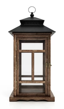 Traditional lantern isolated on white background. 3D illustration.