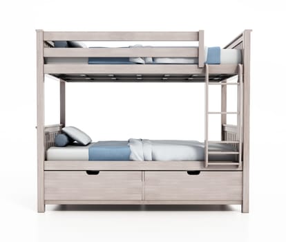 Bunk bed isolated on white background. 3D illustration.