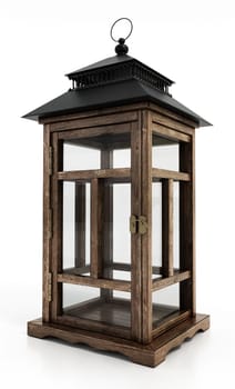 Traditional lantern isolated on white background. 3D illustration.