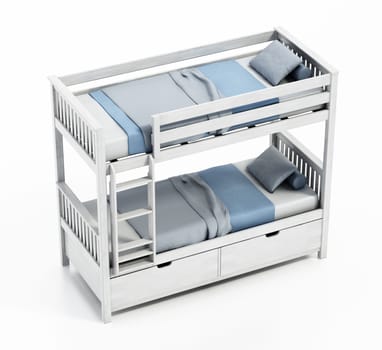 Bunk bed isolated on white background. 3D illustration.
