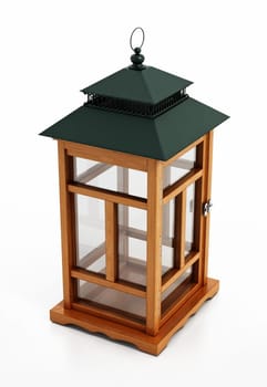 Traditional lantern isolated on white background. 3D illustration.