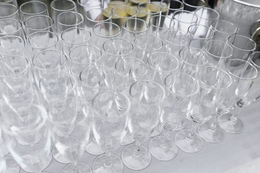 Glasses champagne or wine for wedding reception