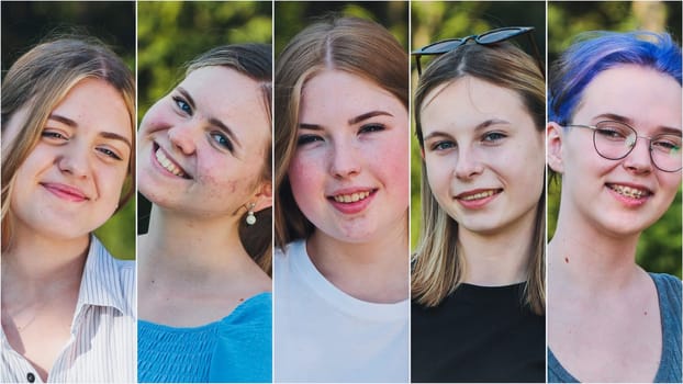 Five diverse teenage girls having a great time together, showcasing the beauty of friendship, youth, and diversity