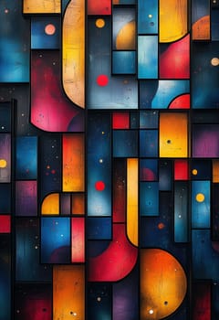 Colorful background with geometric shapes in an abstract artistic design. Selective focus.