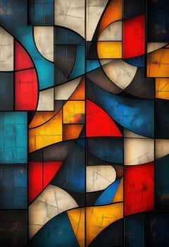 Colorful background with geometric shapes in an abstract artistic design. Selective focus.