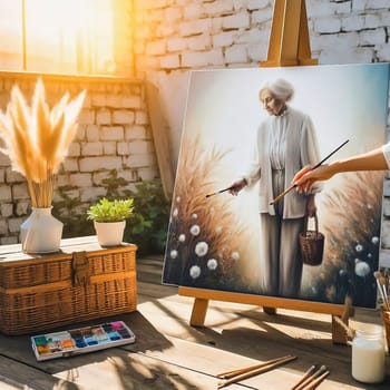 Portrait of a woman in the sunlight. Art, nostalgia and the joy of life, united in a harmonious and warm scene.
