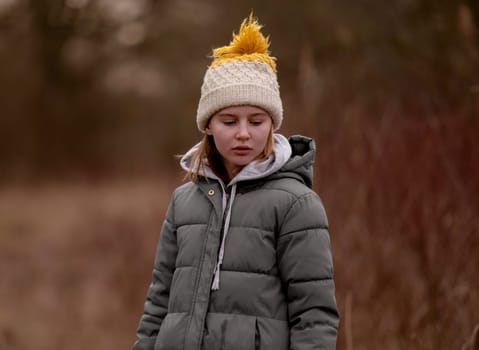 Portrait Of A Teen Girl In Nature In Autumn