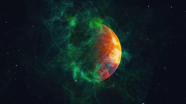 planet Mars with nebula. Computer generated 3d render