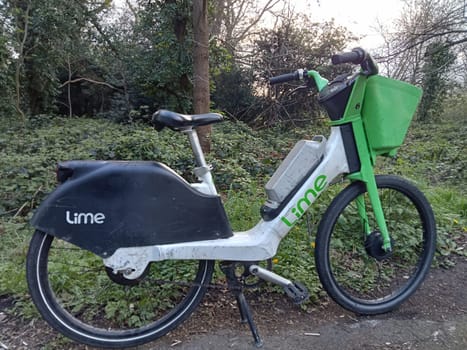London  - 04 01 2024: Photo of Lime Bike Share in Barnes